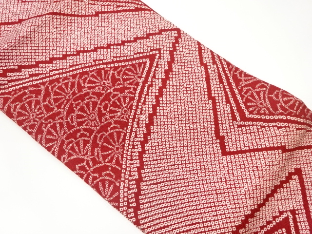 絞り鹿の子に片輪車模様名古屋帯